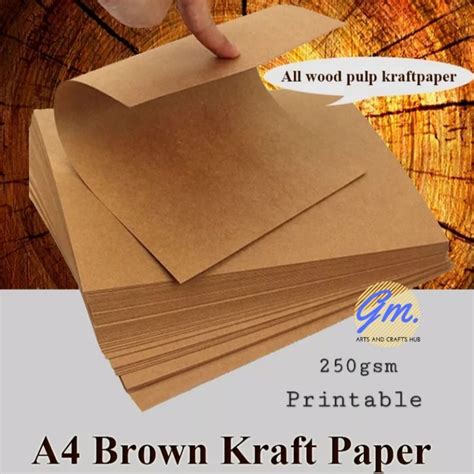 KRAFT PAPER 250gsm 150gsm A4 25/50/100sheets Printable Cardstock Brown Paper Premium Quality ...