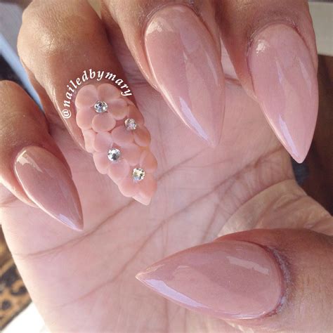 Nude 3d flowers nail art stilettos nails Best Nail Art Designs ...