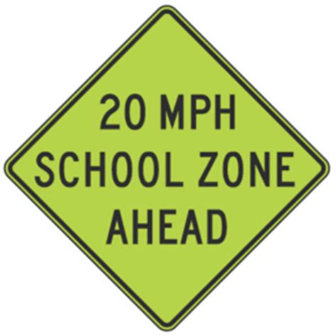 20 MPH School Zone Ahead Road Signs - USA Traffic Signs