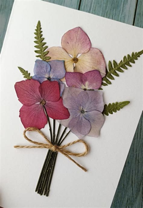 Pressed Flower Card Handmade Floral Card Blank Greeting | Etsy in 2021 | Flower cards handmade ...