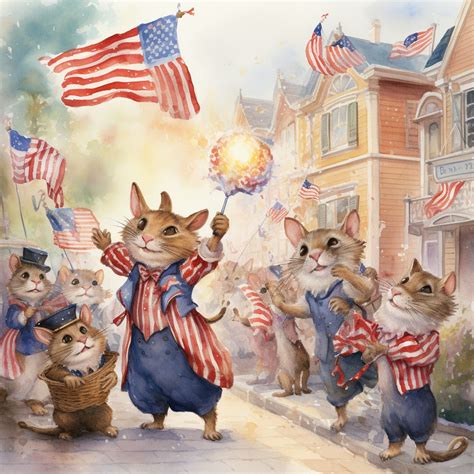 Independence Day Mice Art Print Free Stock Photo - Public Domain Pictures
