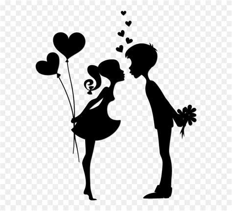 Wall Decal Kiss Sticker - Love Couple Black And White Clipart (#5217367 ...