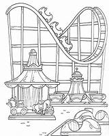 Carousel And Roller Coaster In Disney Parks Coloring Sheet sketch template