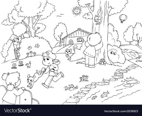 Friends playing hide seek Royalty Free Vector Image