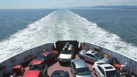 Car Ferry. Cars On A Ferry. Crossing The St. Lawrence Seaway On A Sunny ...