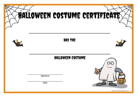 Halloween Costume Certificate – Free Printable