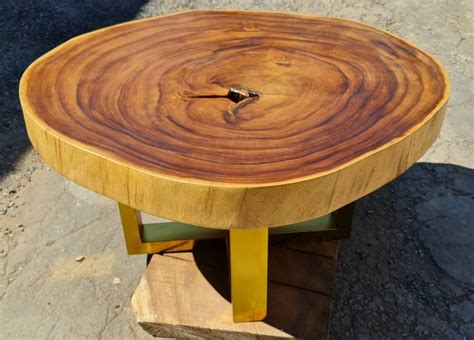 Coffee Table Round Live Edge Grade AAA Reclaimed Thai Acacia Wood Solid ...
