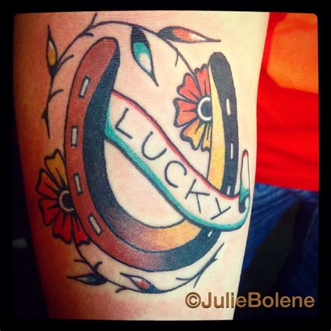 Lucky horseshoe tattoo by julie bolene | Horse shoe tattoo, Traditional ...