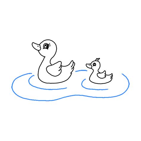 How to Draw a Duck and Ducklings - Step by Step Easy Drawing Guides - Drawing Howtos