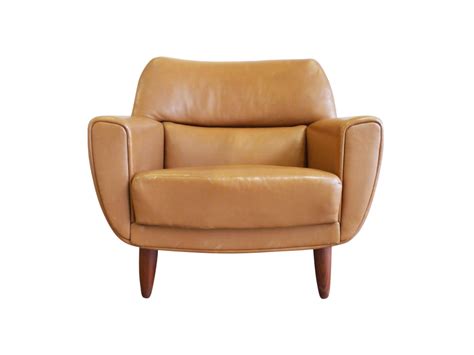 Danish Midcentury Tan Leather Lounge Chair by Illum Wikkelsø on ...