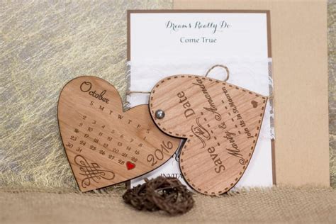 Wood Save-The-Date Magnets (10)/ Engraved Wooden Wedding Magnets / Laser Cut Rustic Handmade ...