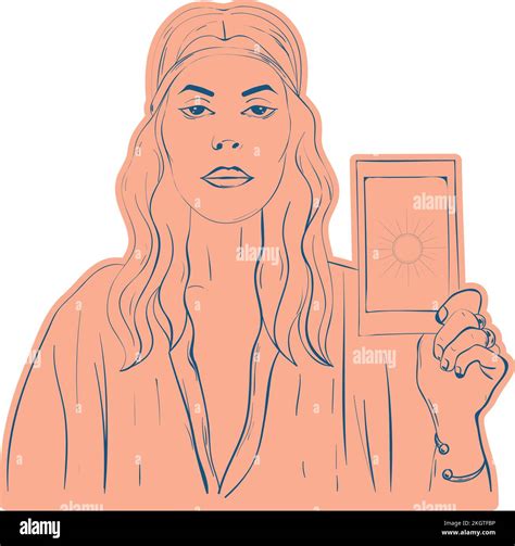 Woman fortune teller with tarot card esoteric sketch icon Vector Stock Vector Image & Art - Alamy