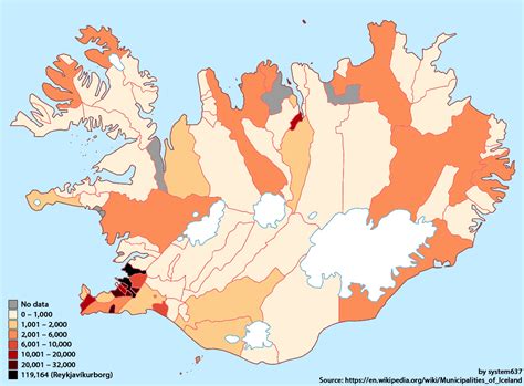 Population by municipalities on Iceland by system367 #map #mapporn # ...
