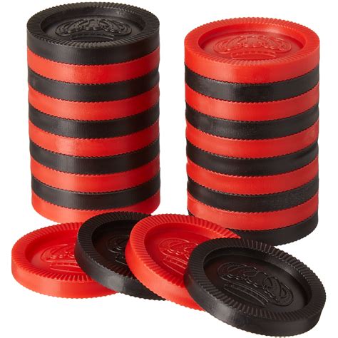 Brybelly 24 Replacement Checkers - Extra Red/Black Interlocking Plastic Pieces for Board Games ...