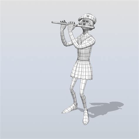 medieval musician playing flute 3d 3ds