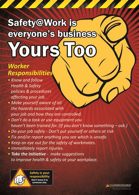 Workers Responsibility #1 Safety Posters | Promote Safety | Workplace ...