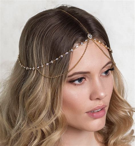 Marquise Crystal and Chain Tiered Headpiece | Headpiece, Crystal headpiece, Headpiece jewelry