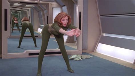 Gates McFadden - Dr Beverley Crusher engaging in space yoga | Gates mcfadden, Beverly crusher ...