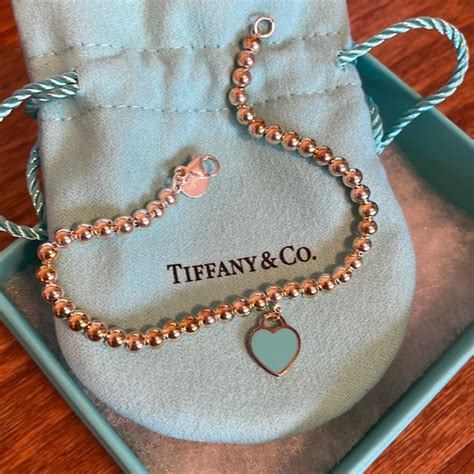 Tiffany & Co. | Jewelry | Tiffanys Blue Heart Bead Bracelet In Silver ...