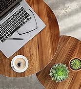 Amazon.com: Modern Nesting Coffee Table Set of 2 for Living Room Balcony Office, Round Wood ...
