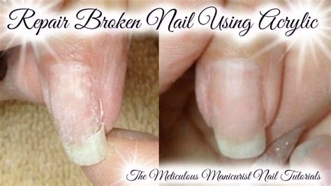 How To Repair Broken Cracked Ripped Torn Natural Nail with Acrylic Patch | Nail tutorials, Nails ...