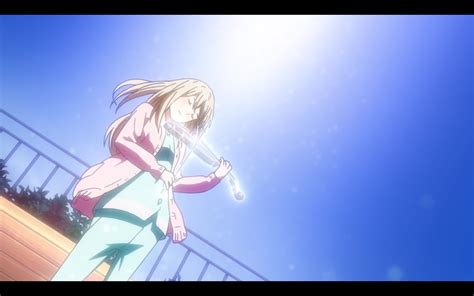 your lie in april - What music was Kaori "playing" in the roof of the hospital in episode 21 ...