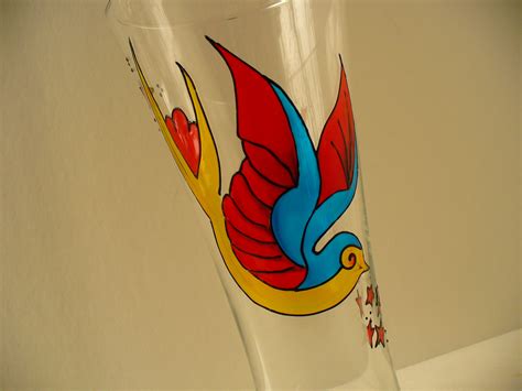 Swallow, Hand painted beer glass Rocky B Creations Hand Painted Plates, Swallow, Types Of Art ...