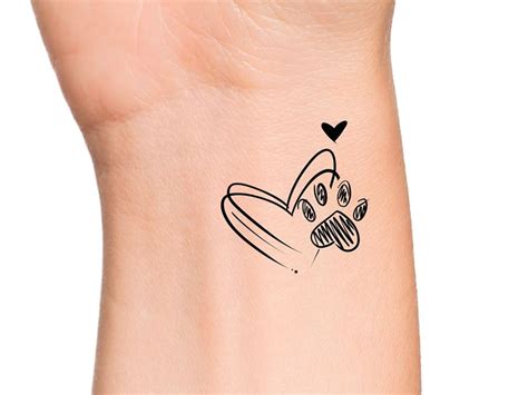 Paw print heart temporary tattoo etsy – Artofit