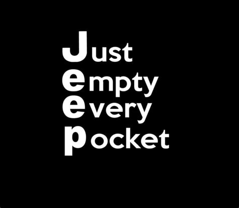 JEEP Just Empty Every Pocket Decal Sticker – Custom Sticker Shop