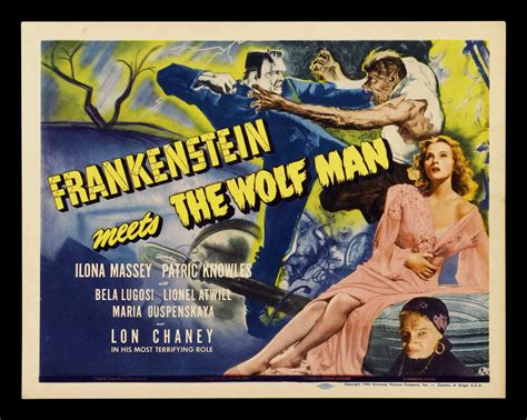 Frankenstein Meets the Wolf Man Retro Film Poster, 1943