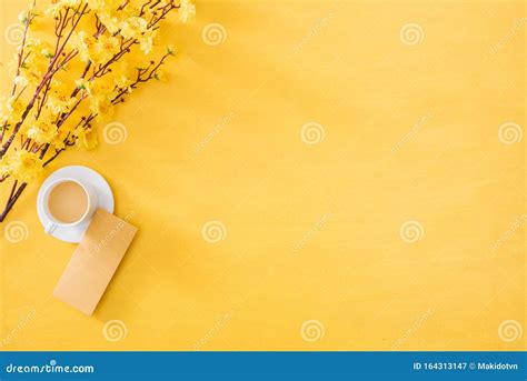 Lunar New Year Decoration on a Yellow Gold Background. Tet Holiday Stock Image - Image of ...