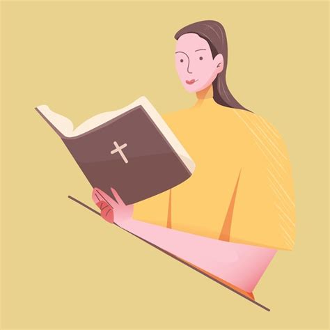 Premium Vector | A Woman Meditate and Reading Bible Flat character Illustration