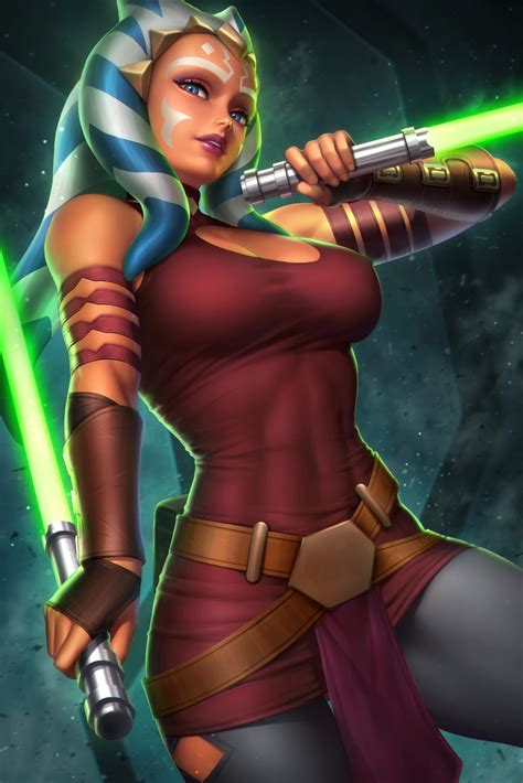 Wallpaper : Ahsoka Tano, Star Wars, fictional character, women, looking at viewer, blue eyes ...