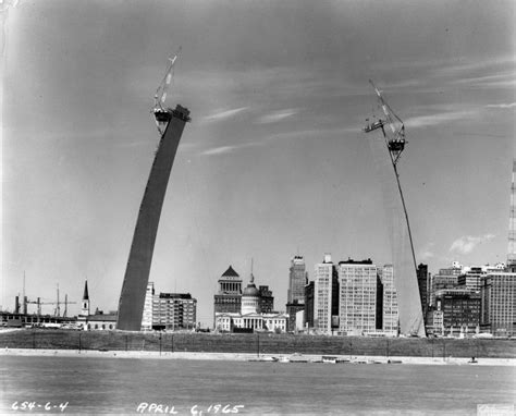 The Gateway Arch under construction in 1965. The insurance company for the project had projected ...