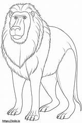 Baboon cartoon coloring Page sketch template