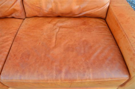 Danish Modern Mid Century Vintage Cognac Leather Sofa For Sale at 1stDibs