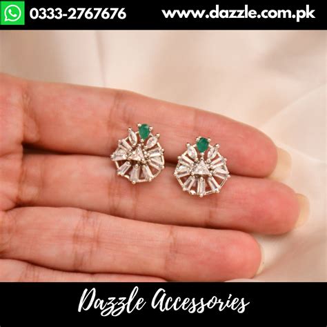 Emerald Green Silver Stud Earrings - Dazzle Accessories