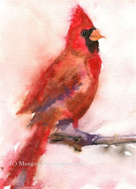 Cardinal Painting Bird Art Cardinal Watercolor Fine Art | Etsy | Bird ...