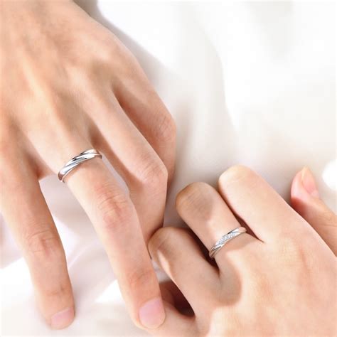 White Gold Plated Simple Promise Rings For Couples In 925 Sterling Silver