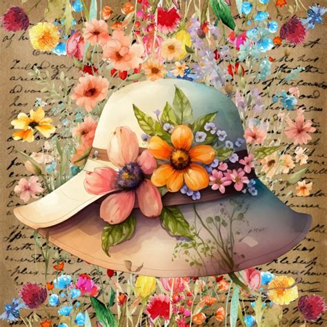 Vintage Hat And Flowers Free Stock Photo - Public Domain Pictures