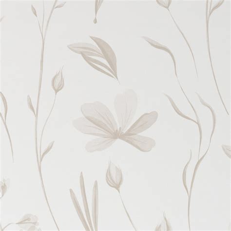 Warm Grey Floral Wallpaper. Peel and Stick Wallpaper. | Etsy