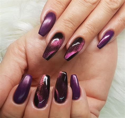 Gel overlay,Gelish Plum Think Magical and Northern Lights effect with Born Prytty cat eye #1 ...