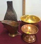 Coppercraft Guild Bowl, Copral Copper Tea Kettle, Gregorian Copper Two-Handled Vase, Coppercraft ...