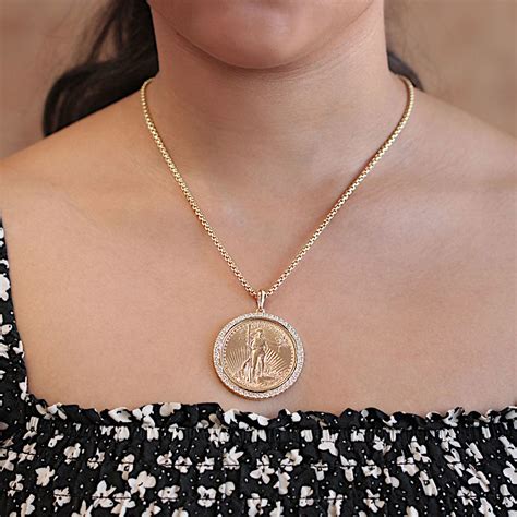 Stunning U.S. $20 Gold Coin and Diamond Necklace (over 1.5ctw of ...