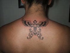 back cross/angel wing tattoo men