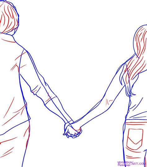 Two People Holding Hands Drawing at PaintingValley.com | Explore collection of Two People ...