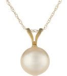 Gold Pearl Pendant Necklace
