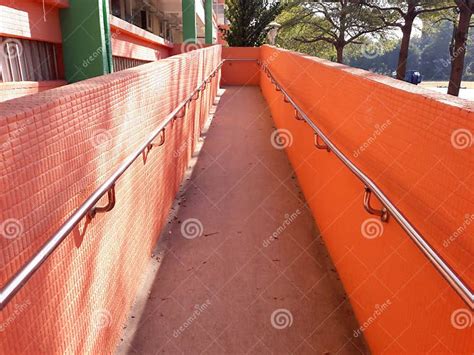A Wheelchair Ramp, an Inclined Plane Installed in Addition To or instead of Stairs Stock Image ...