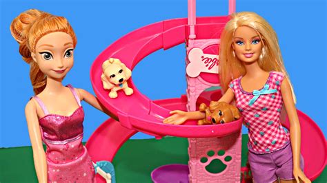 Barbie Puppy Park Playground Slide Toy Review Dog Puppies - YouTube