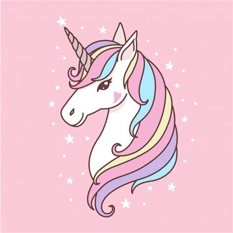 a pink background with a unicorn's head and stars